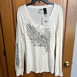 Harley-Davidson Cream Graphic Long Sleeve Tee